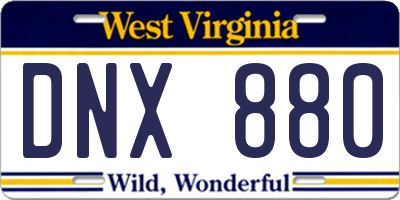 WV license plate DNX880