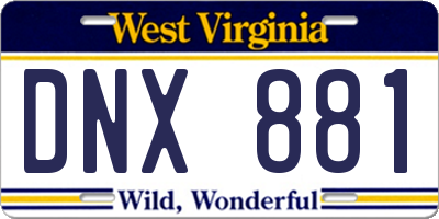 WV license plate DNX881