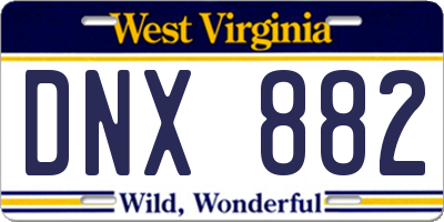 WV license plate DNX882