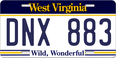 WV license plate DNX883