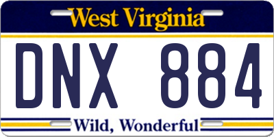 WV license plate DNX884