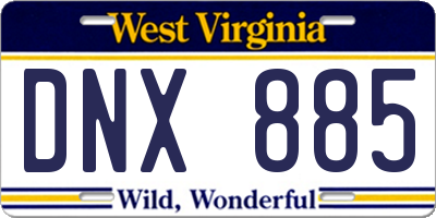WV license plate DNX885