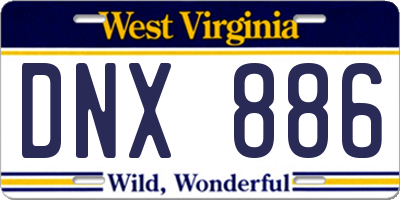 WV license plate DNX886