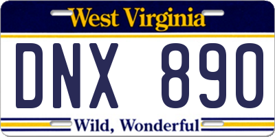 WV license plate DNX890