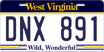 WV license plate DNX891