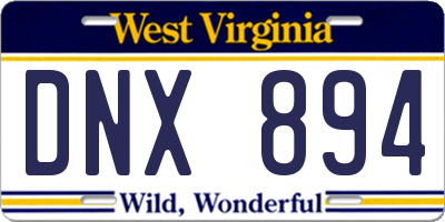 WV license plate DNX894