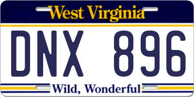 WV license plate DNX896