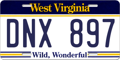 WV license plate DNX897
