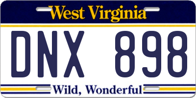 WV license plate DNX898