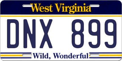 WV license plate DNX899