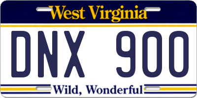 WV license plate DNX900