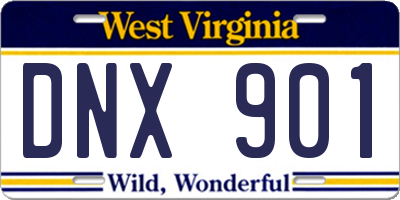 WV license plate DNX901