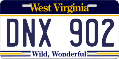 WV license plate DNX902