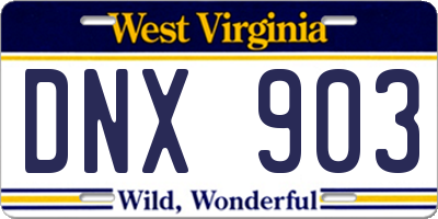 WV license plate DNX903
