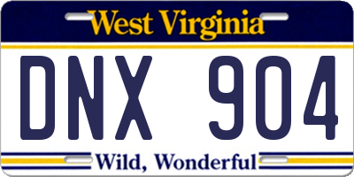 WV license plate DNX904
