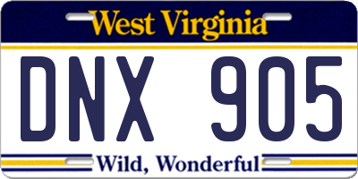 WV license plate DNX905