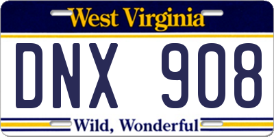 WV license plate DNX908