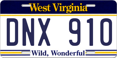 WV license plate DNX910
