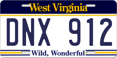 WV license plate DNX912
