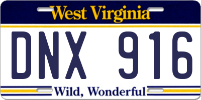 WV license plate DNX916