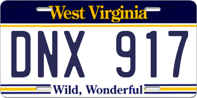 WV license plate DNX917
