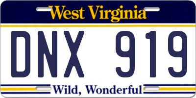 WV license plate DNX919