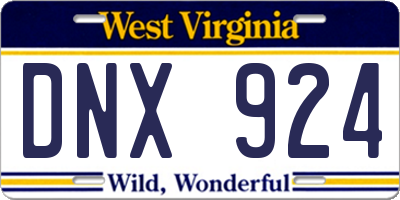 WV license plate DNX924