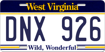 WV license plate DNX926