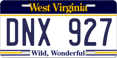 WV license plate DNX927