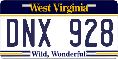 WV license plate DNX928