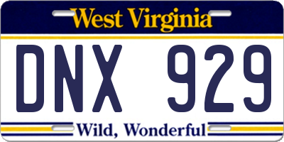 WV license plate DNX929