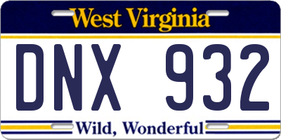 WV license plate DNX932