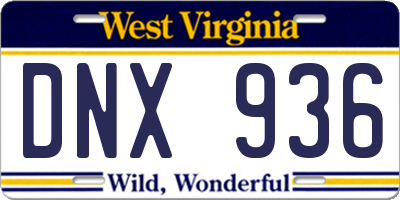 WV license plate DNX936