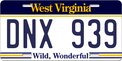 WV license plate DNX939