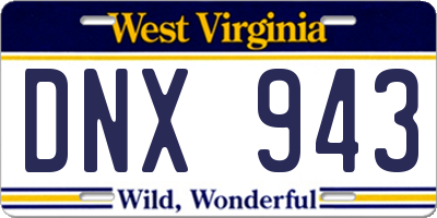 WV license plate DNX943