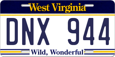 WV license plate DNX944