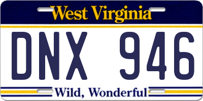 WV license plate DNX946