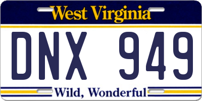 WV license plate DNX949