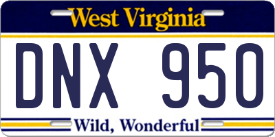 WV license plate DNX950