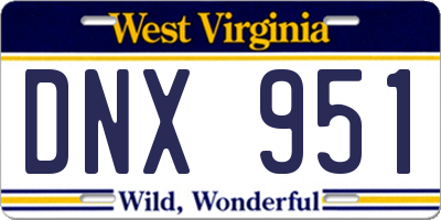 WV license plate DNX951