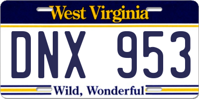 WV license plate DNX953