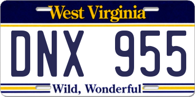 WV license plate DNX955