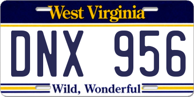 WV license plate DNX956