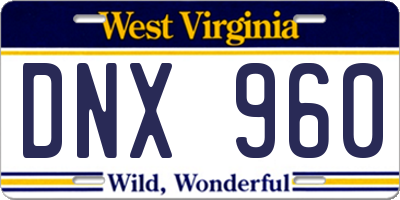 WV license plate DNX960