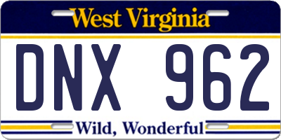 WV license plate DNX962