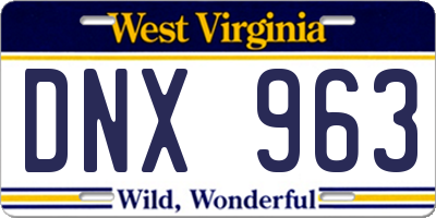 WV license plate DNX963