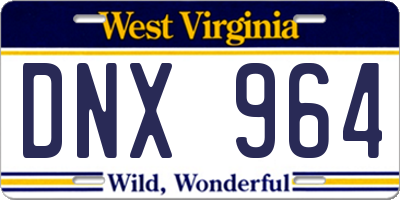 WV license plate DNX964