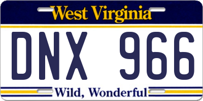 WV license plate DNX966