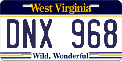WV license plate DNX968