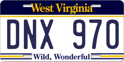 WV license plate DNX970